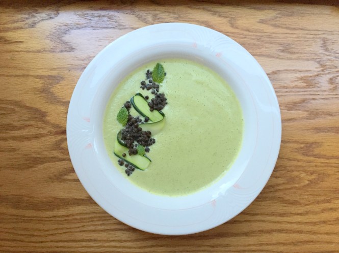 zucchini almond mint soup